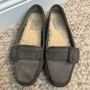 UGG Gray Suede Loafers with Shearling Lining